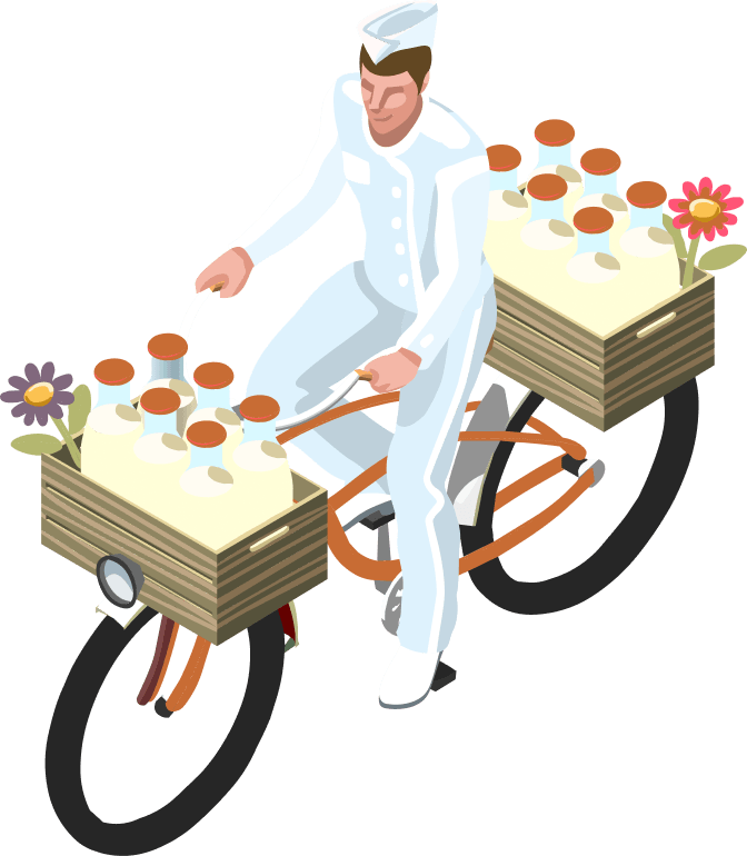 Milkman on bicycle