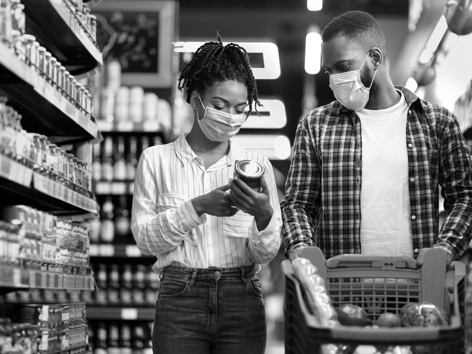 Shopping in a grocery store