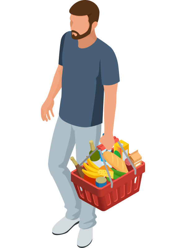 Man with shopping basket